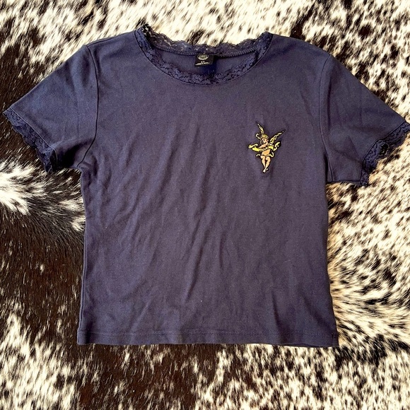 NWOT Urban Outfitters “Lover” cropped navy tee - Picture 1 of 3